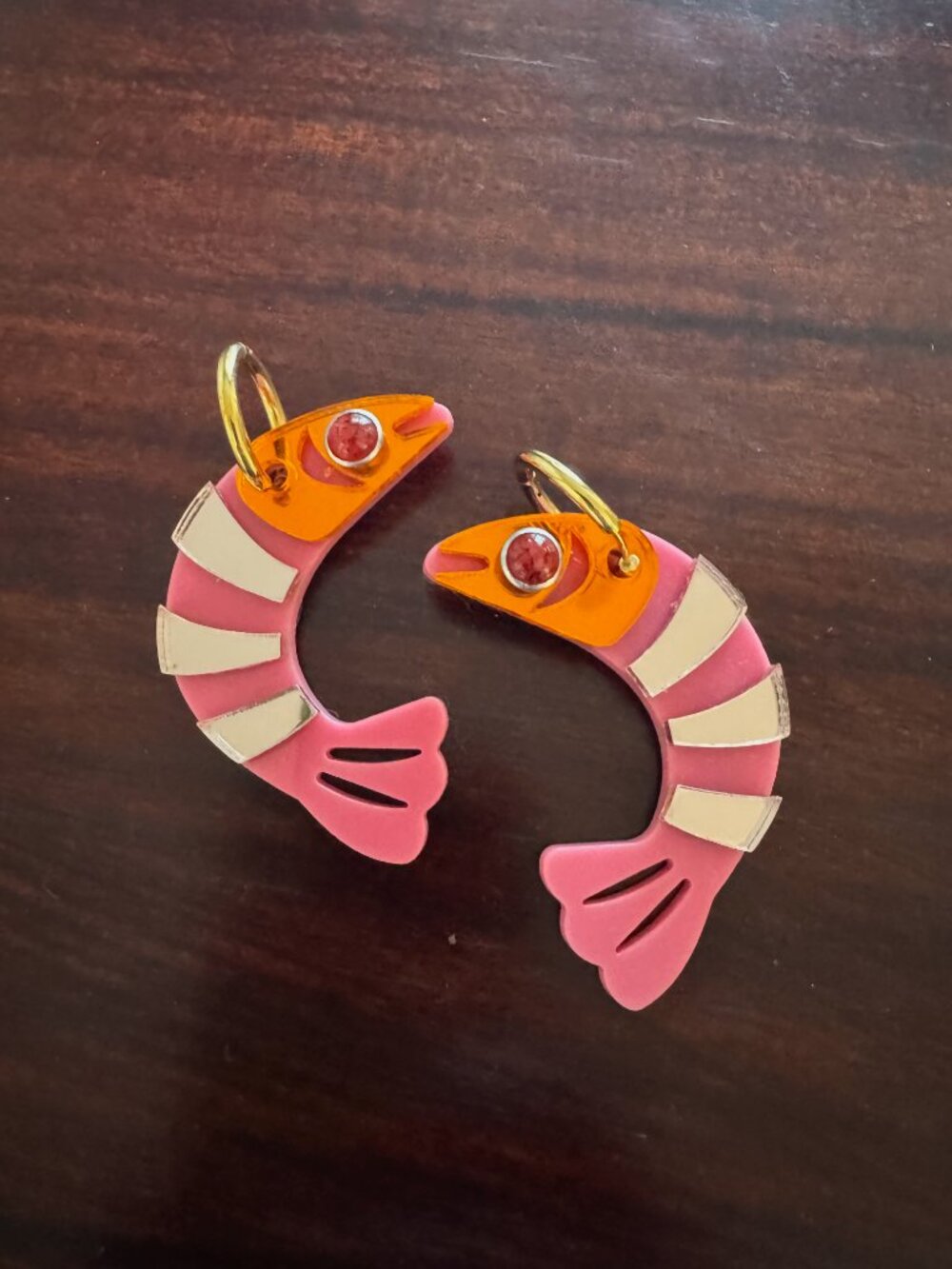 Boutique Pink Shrimp Earrings Coastal Statement Earrings Never Worn